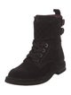 Chanel Interlocking CC Logo Suede Combat Boots