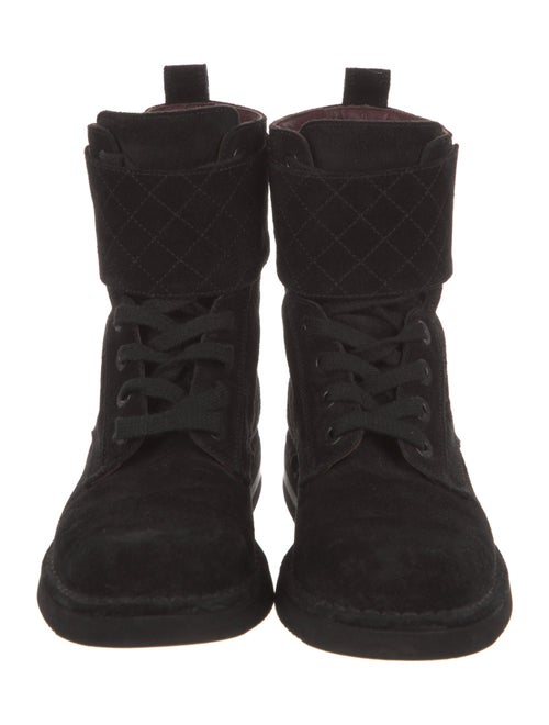Chanel Interlocking CC Logo Suede Combat Boots