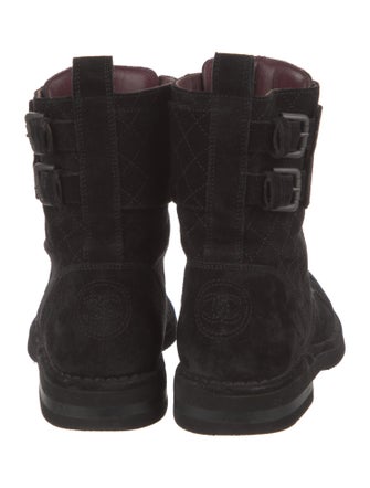 Chanel Interlocking CC Logo Suede Combat Boots