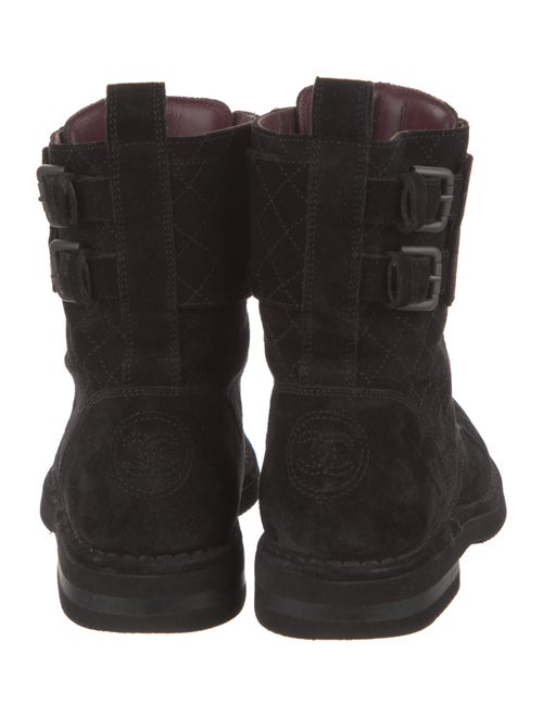 Chanel Interlocking CC Logo Suede Combat Boots