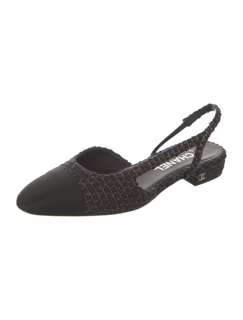 Chanel Tweed Pattern Tweed Slingback Flats
