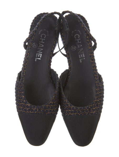 Chanel Tweed Pattern Tweed Slingback Flats