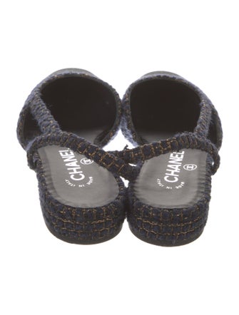 Chanel Tweed Pattern Tweed Slingback Flats