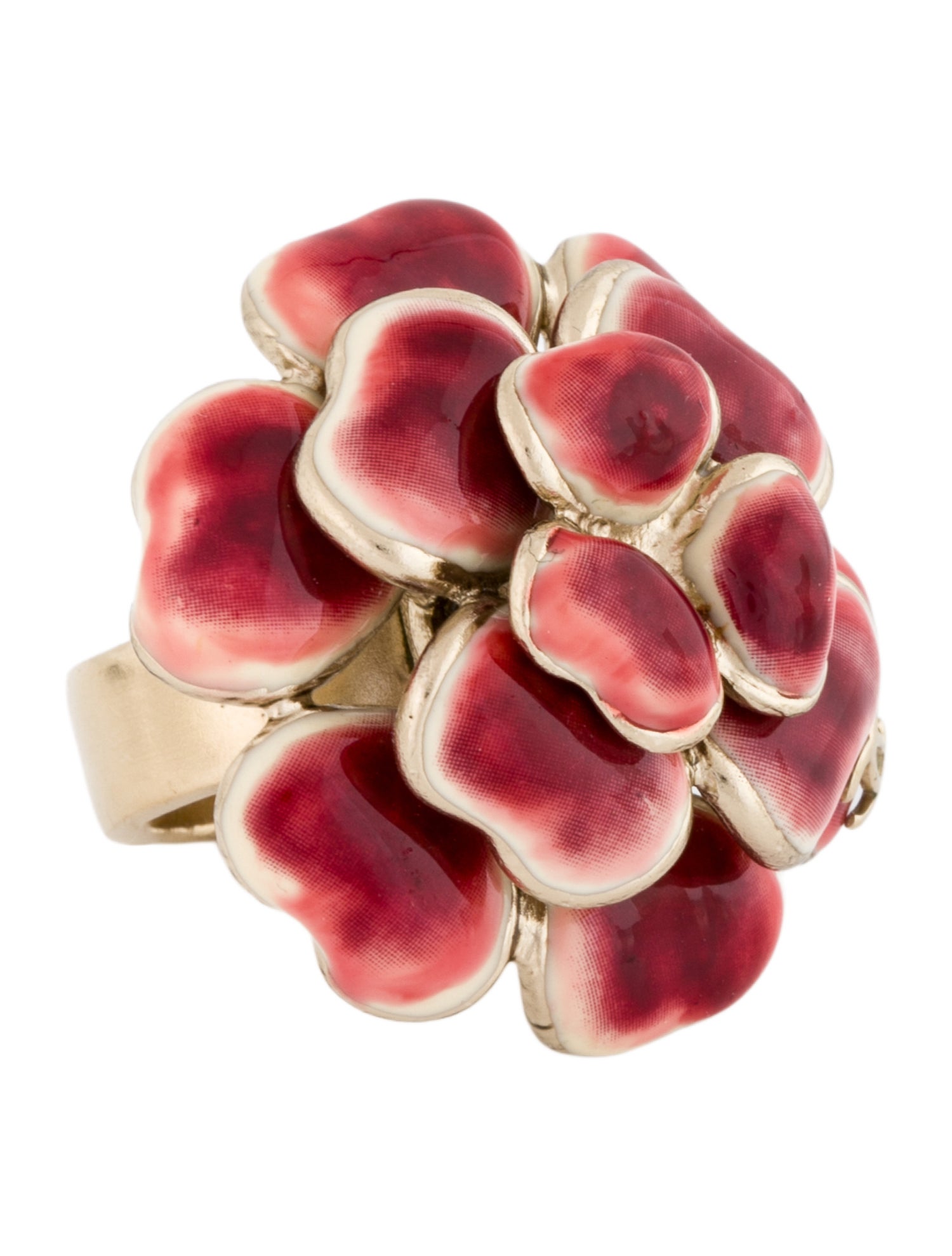 Chanel Enamel Camelia Cocktail Ring