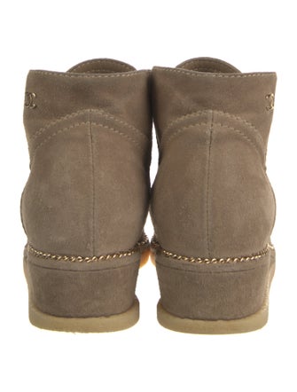 Chanel 2015 Interlocking CC Logo Lace-Up Boots