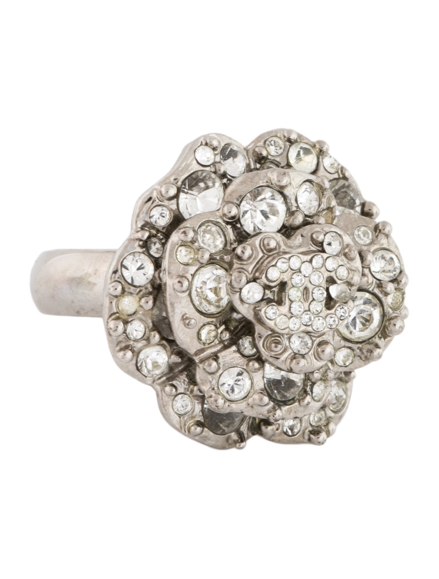Chanel Strass CC Camellia Cocktail Ring