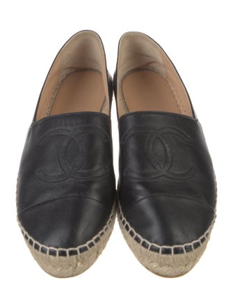 Chanel Interlocking CC Logo Leather Espadrilles
