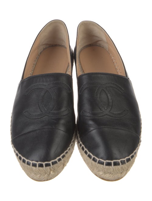 Chanel Interlocking CC Logo Leather Espadrilles