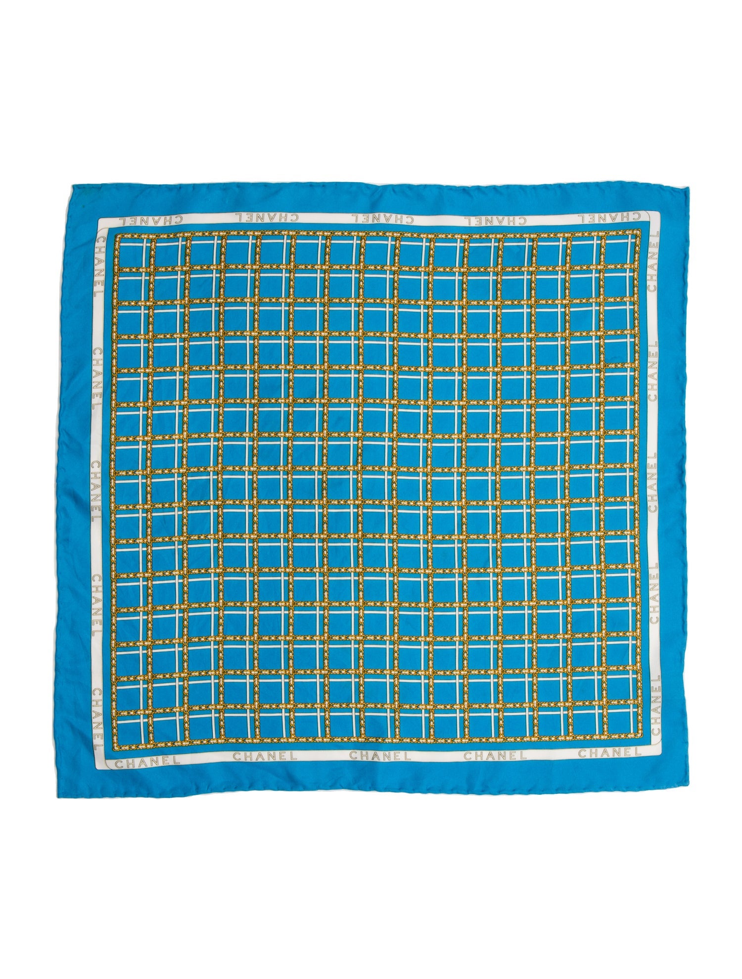 Chanel Silk Plaid Print Scarf