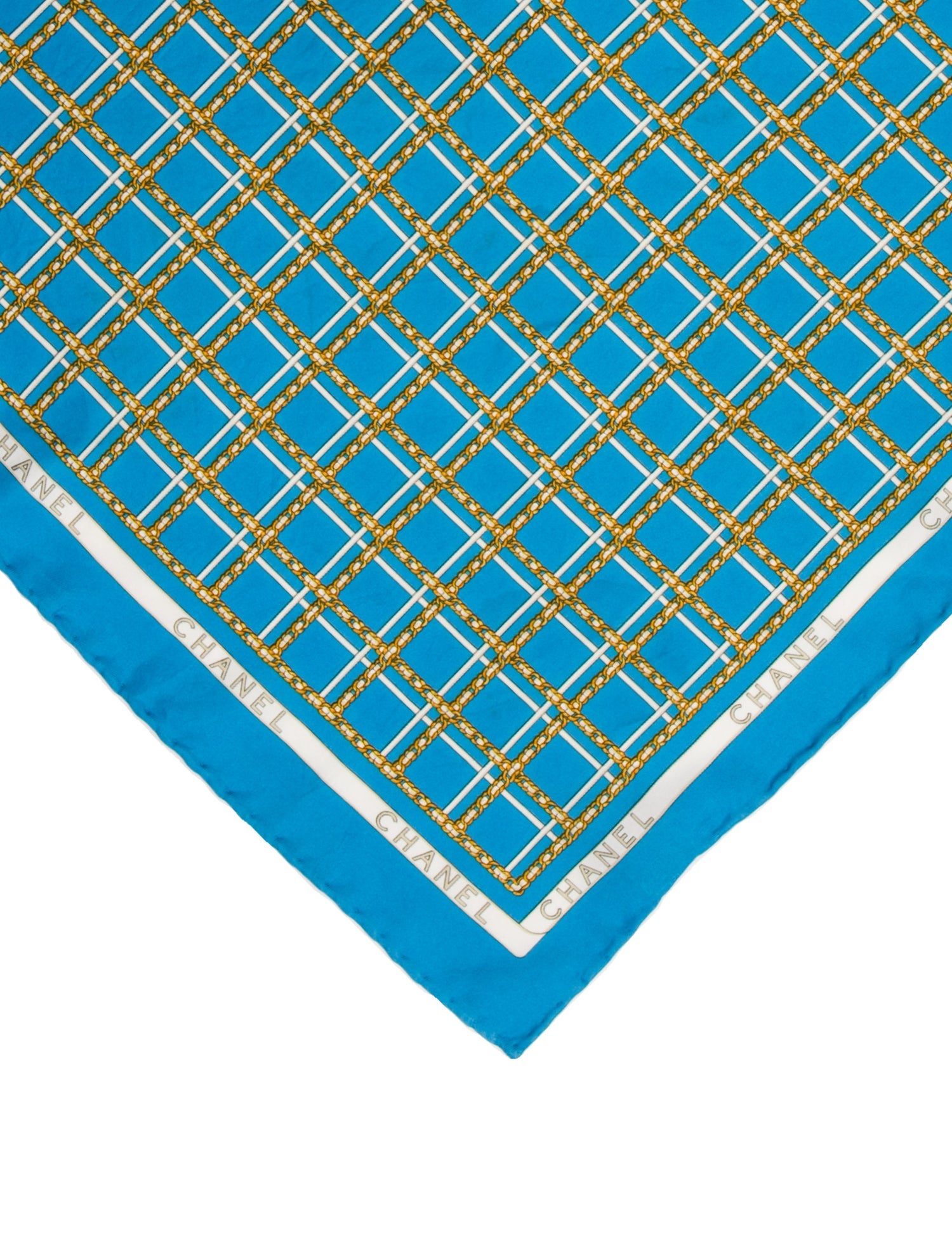 Chanel Silk Plaid Print Scarf