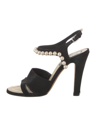 Chanel Interlocking CC Logo Canvas Slingback Sandals