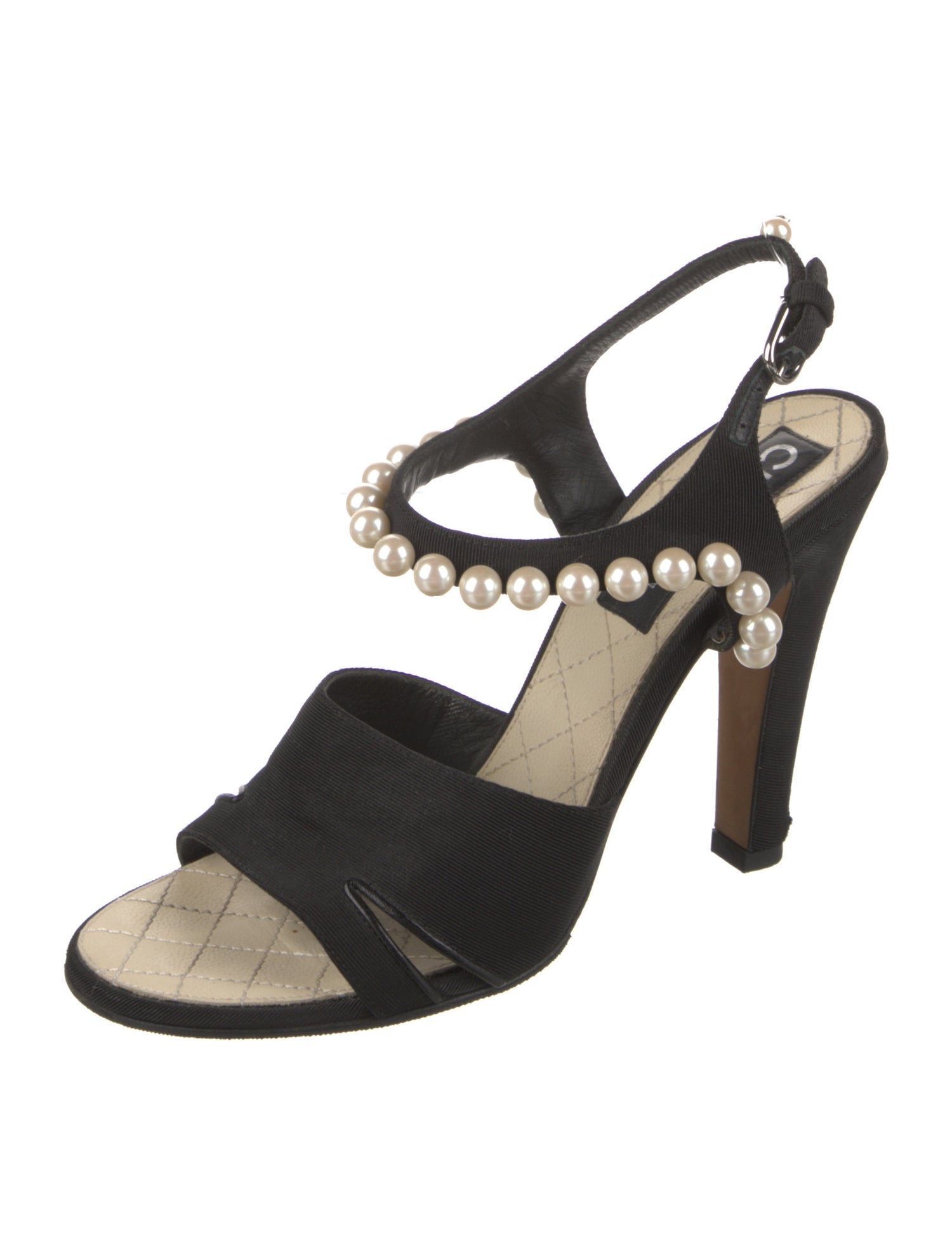 Chanel Interlocking CC Logo Canvas Slingback Sandals