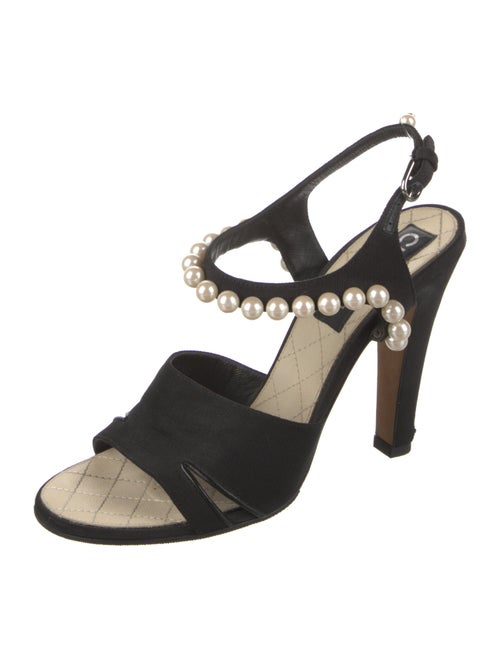 Chanel Interlocking CC Logo Canvas Slingback Sandals