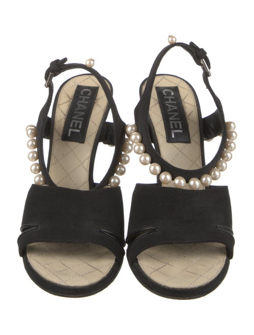 Chanel Interlocking CC Logo Canvas Slingback Sandals