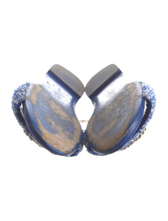 Chanel Interlocking CC Logo Tweed Slides