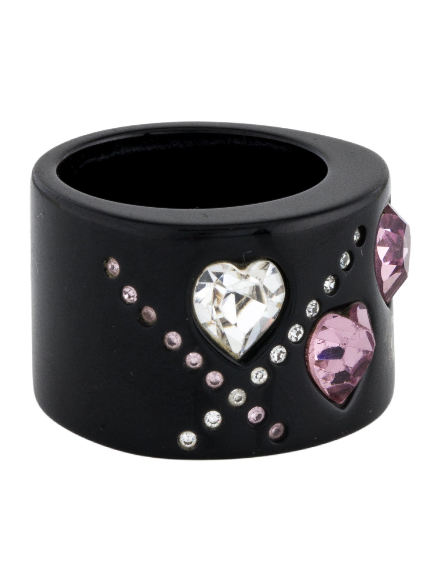Chanel Resin & Strass Heart CC Ring