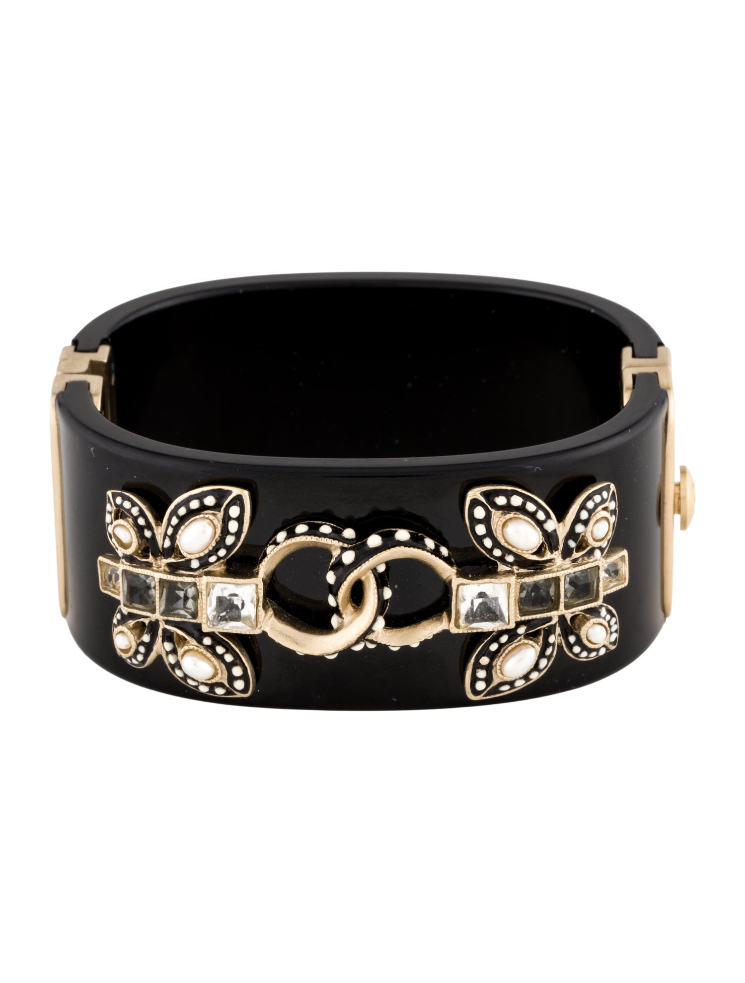 Chanel Faux Pearl, Resin & Strass Butterfly CC Bracelet