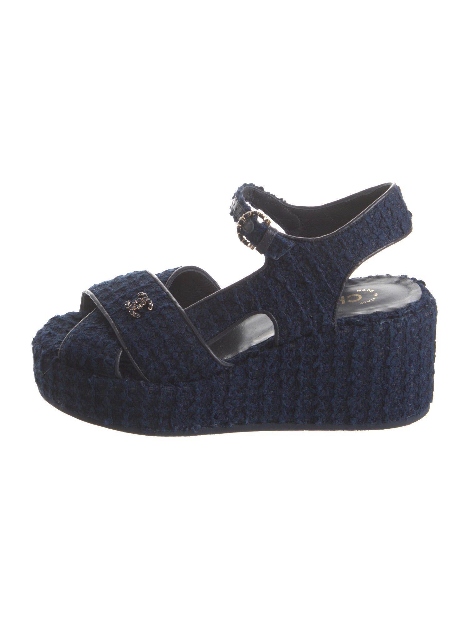 Chanel Interlocking CC Logo Tweed Espadrilles