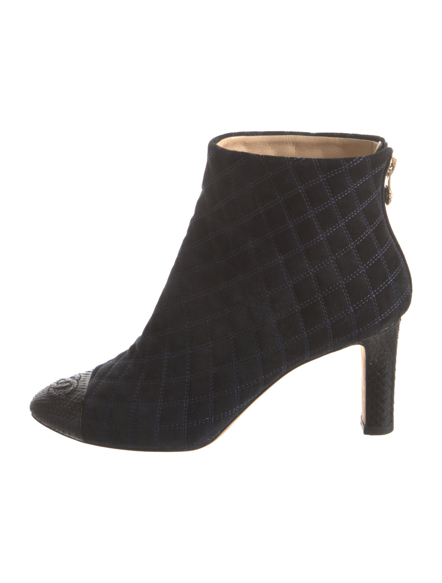 Chanel Interlocking CC Logo Suede Boots