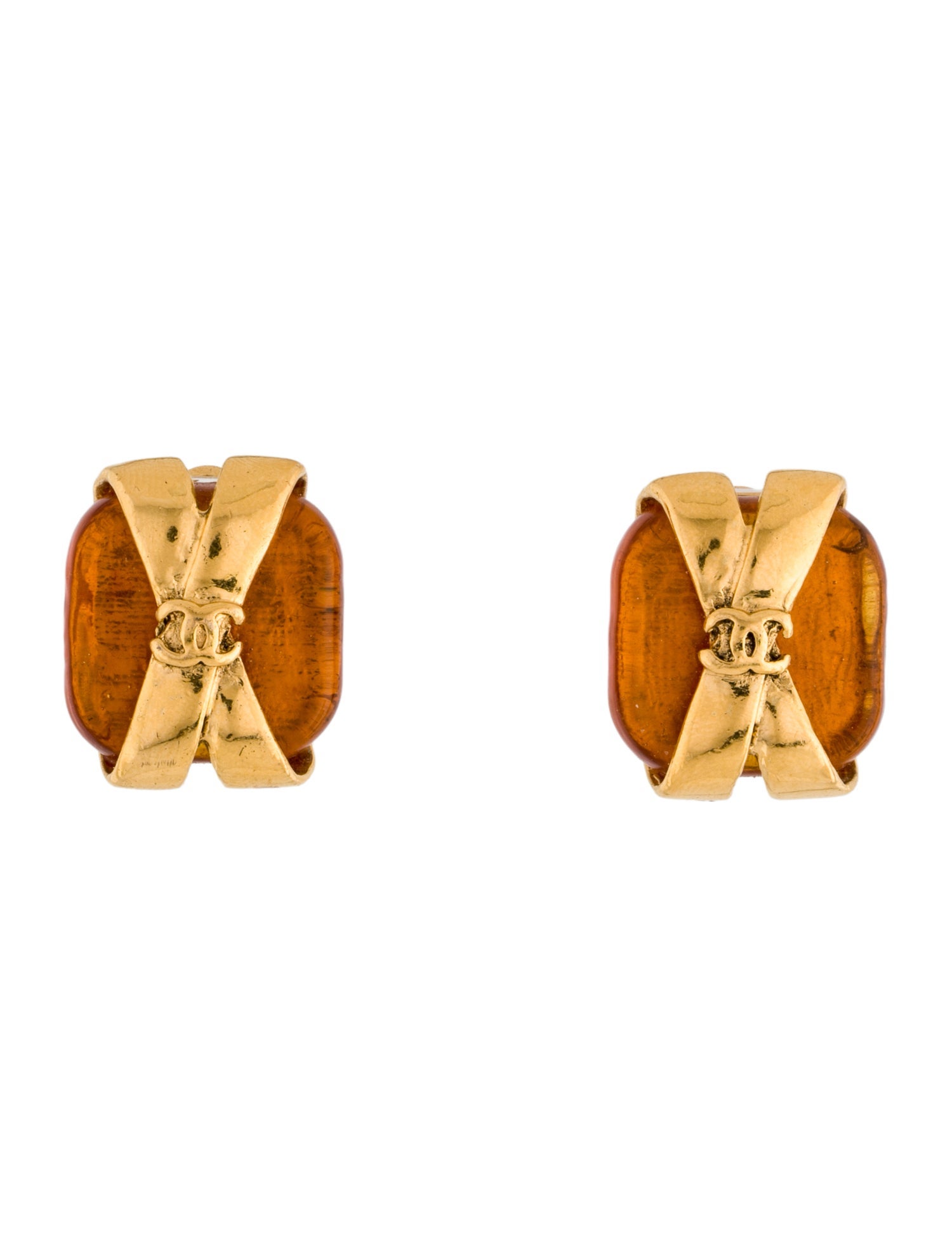 Chanel Vintage Resin CC Clip-On Earrings