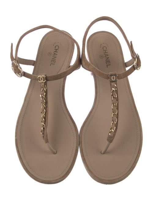 Chanel 2020 Interlocking CC Logo T-Strap Sandals