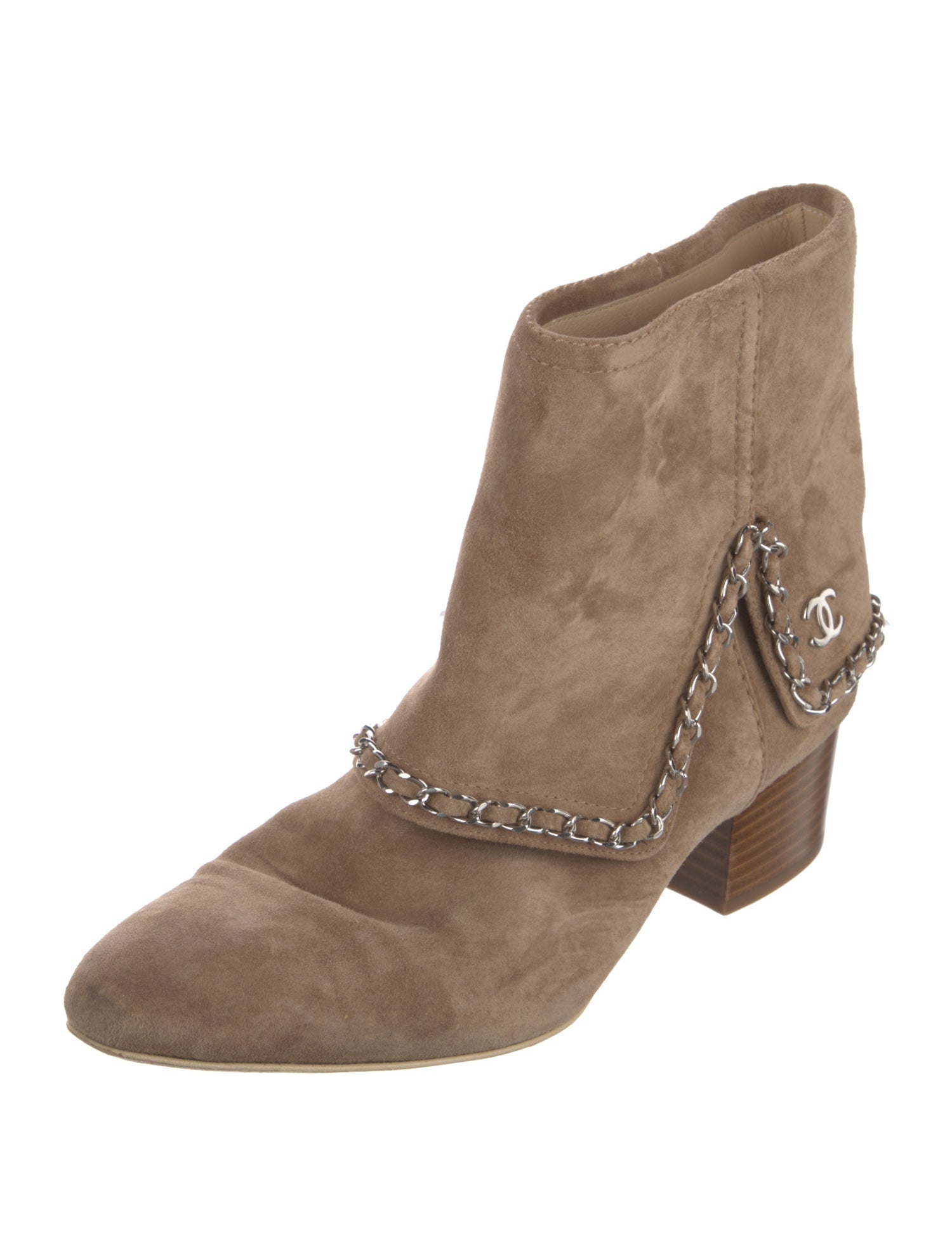Chanel Interlocking CC Logo Suede Boots