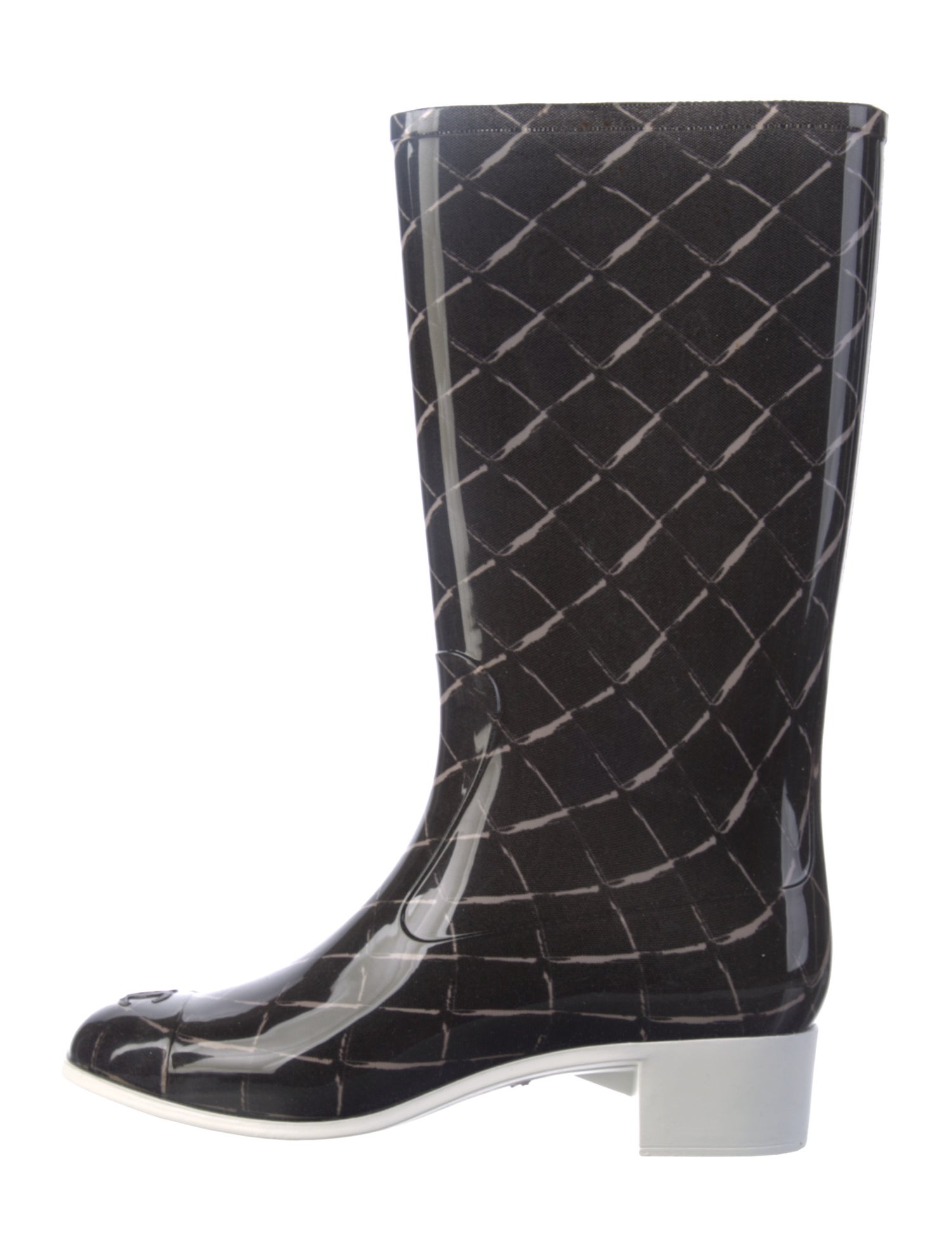 Chanel 2008 Interlocking CC Logo Rain Boots