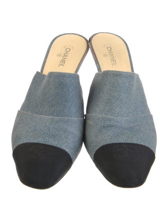 Chanel Interlocking CC Logo Denim Mules
