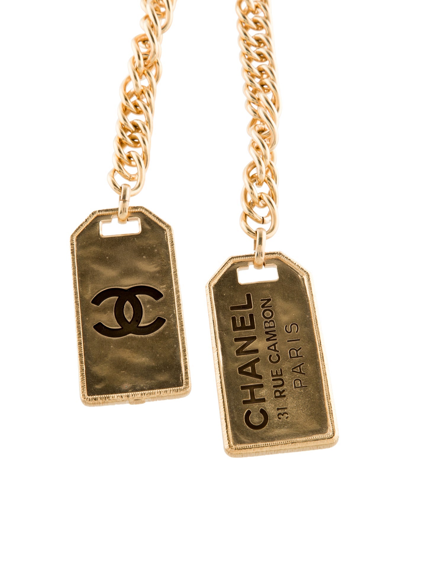 Chanel 2020 Rue Cambon Tag Lariat Necklace