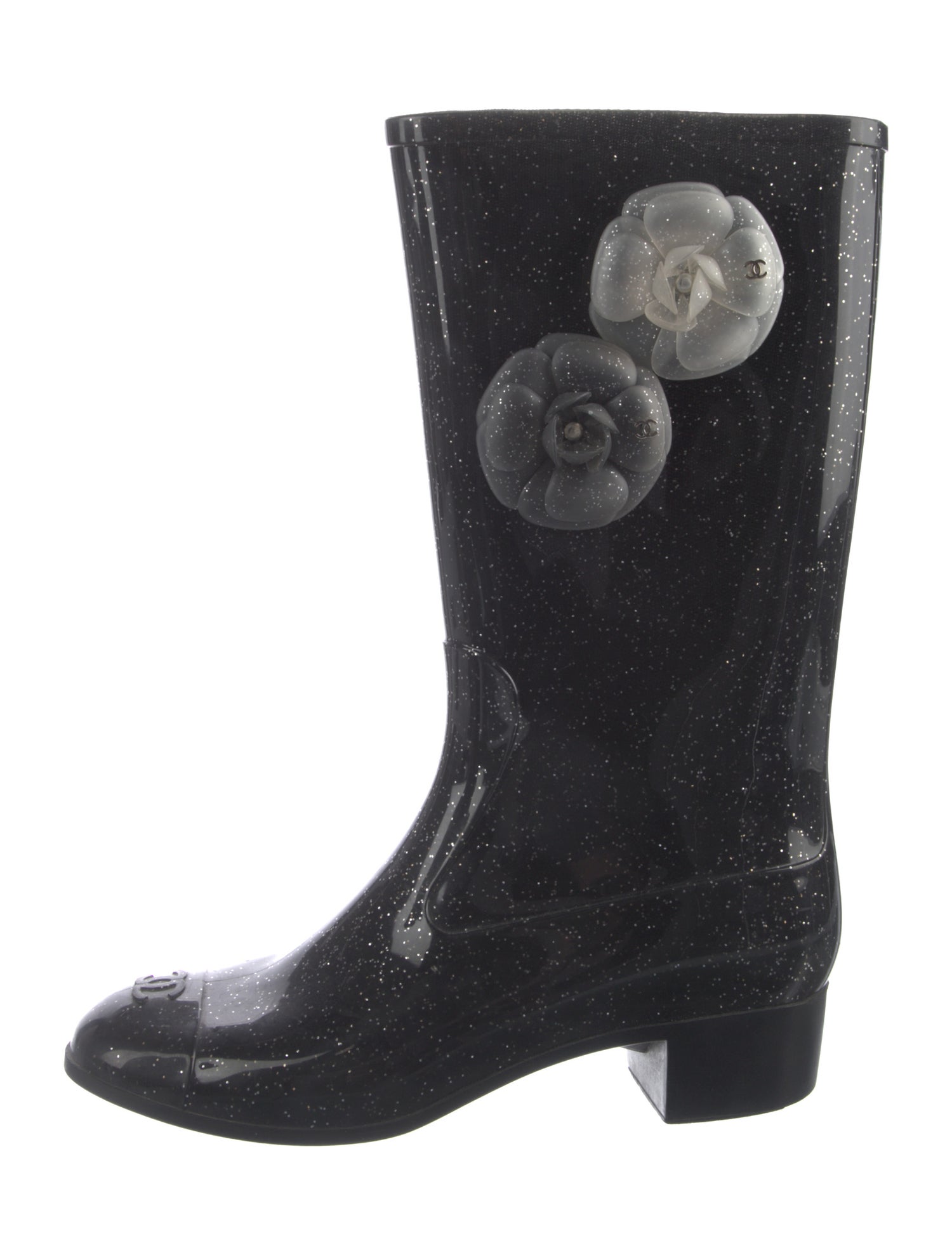 Chanel Interlocking CC Logo Rubber Rain Boots
