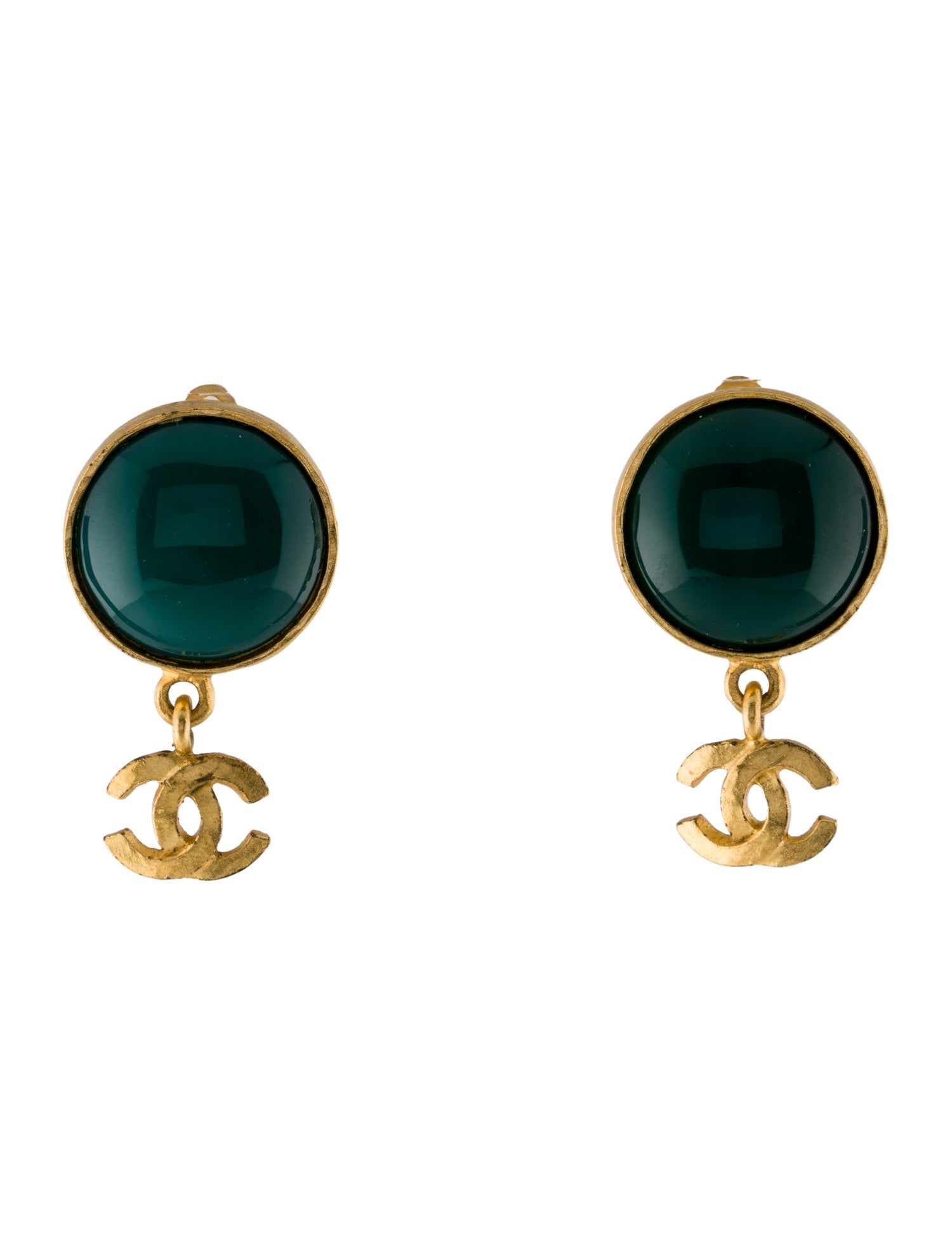 Chanel Vintage Gripoix CC Drop Earrings