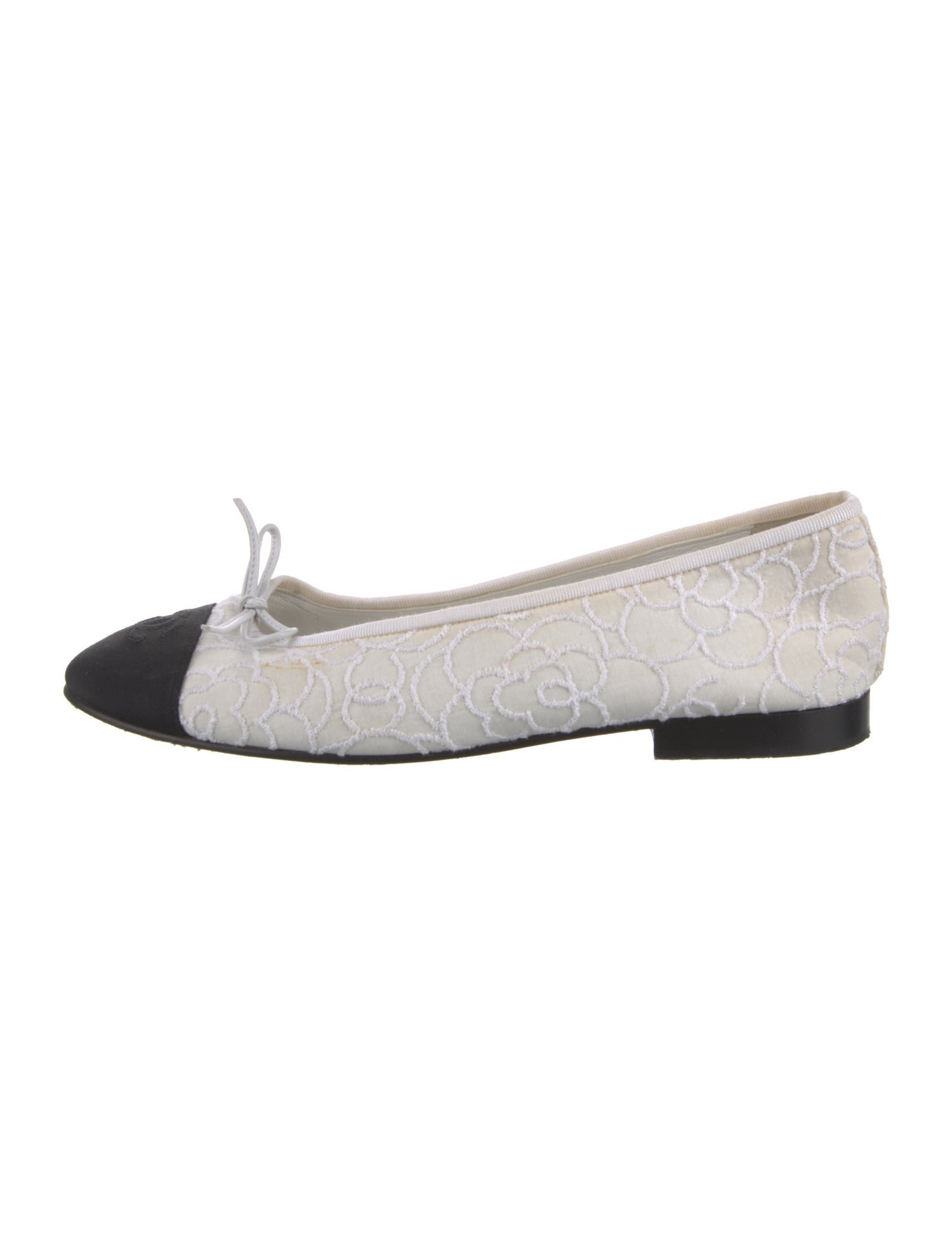 Chanel Camellia Accent Canvas Ballet Flats