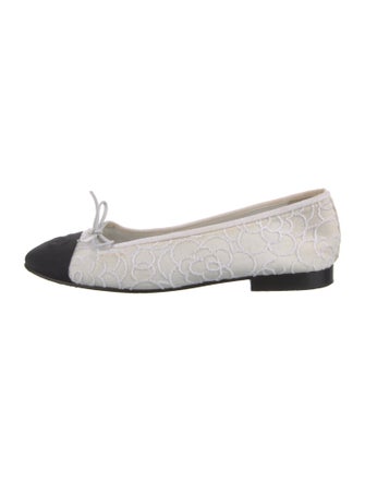 Chanel Camellia Accent Canvas Ballet Flats