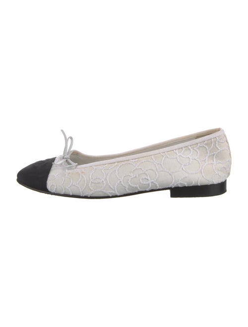 Chanel Camellia Accent Canvas Ballet Flats