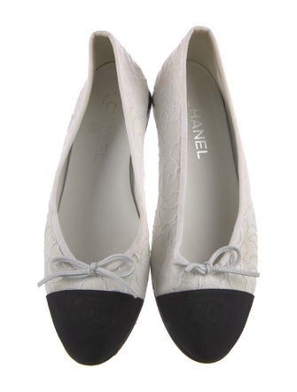 Chanel Camellia Accent Canvas Ballet Flats