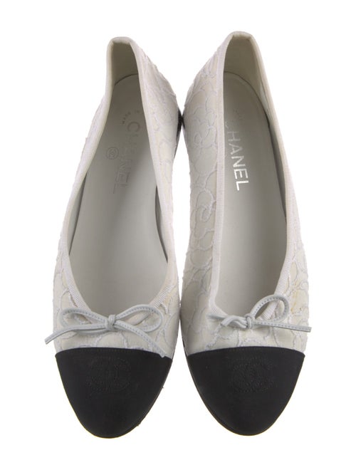 Chanel Camellia Accent Canvas Ballet Flats