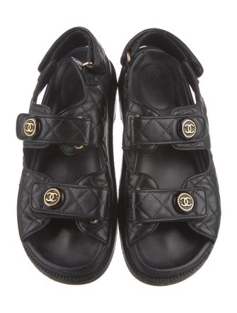 Chanel Interlocking CC Logo Leather Slides