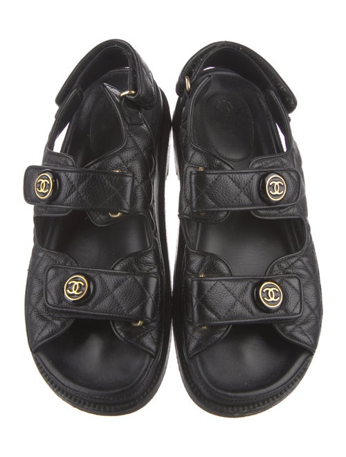 Chanel Interlocking CC Logo Leather Slides