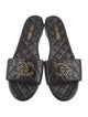 Chanel Interlocking CC Logo Leather Slides