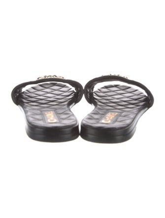 Chanel Interlocking CC Logo Leather Slides