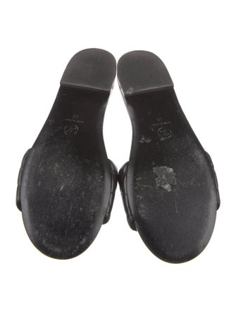 Chanel Interlocking CC Logo Leather Slides