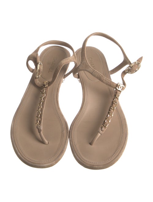 Chanel 2020 Interlocking CC Logo T-Strap Sandals