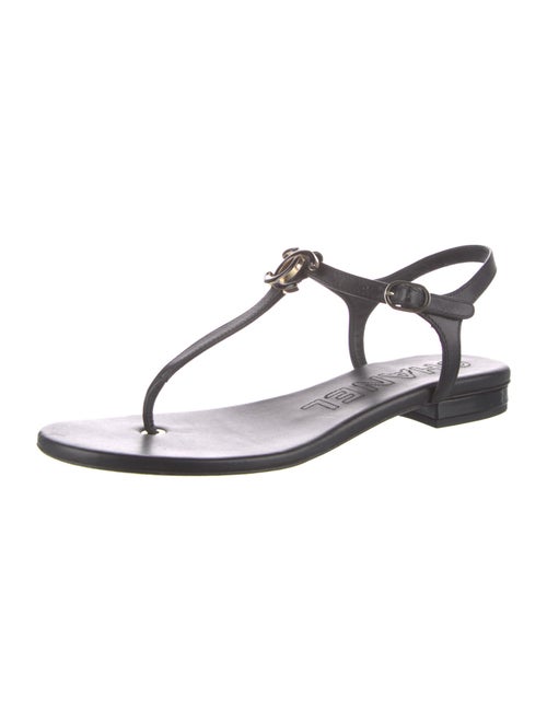 Chanel 2024 Interlocking CC Logo T-Strap Sandals