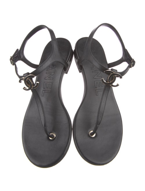 Chanel 2024 Interlocking CC Logo T-Strap Sandals