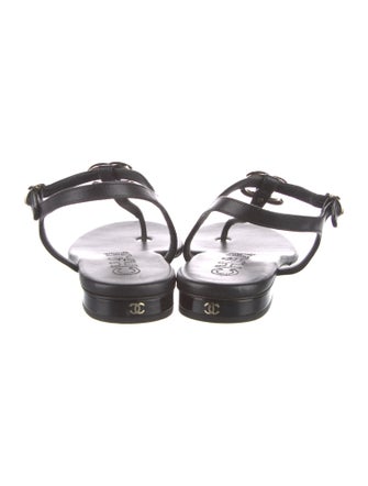 Chanel 2024 Interlocking CC Logo T-Strap Sandals