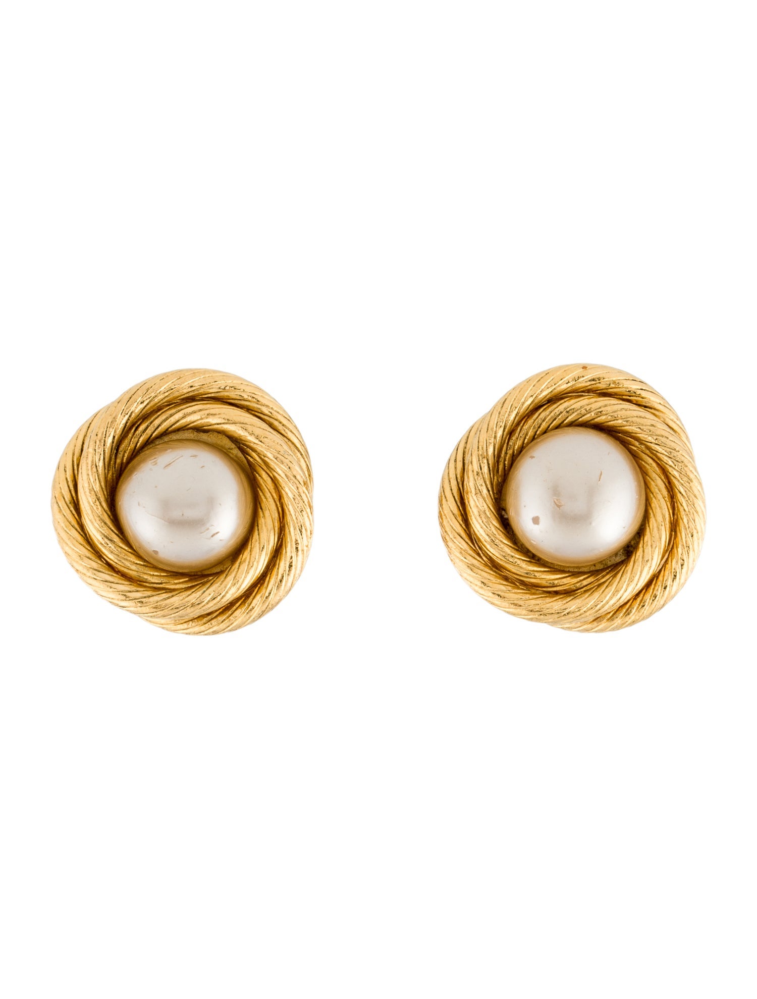 Chanel Vintage Faux Pearl Clip-On Earrings