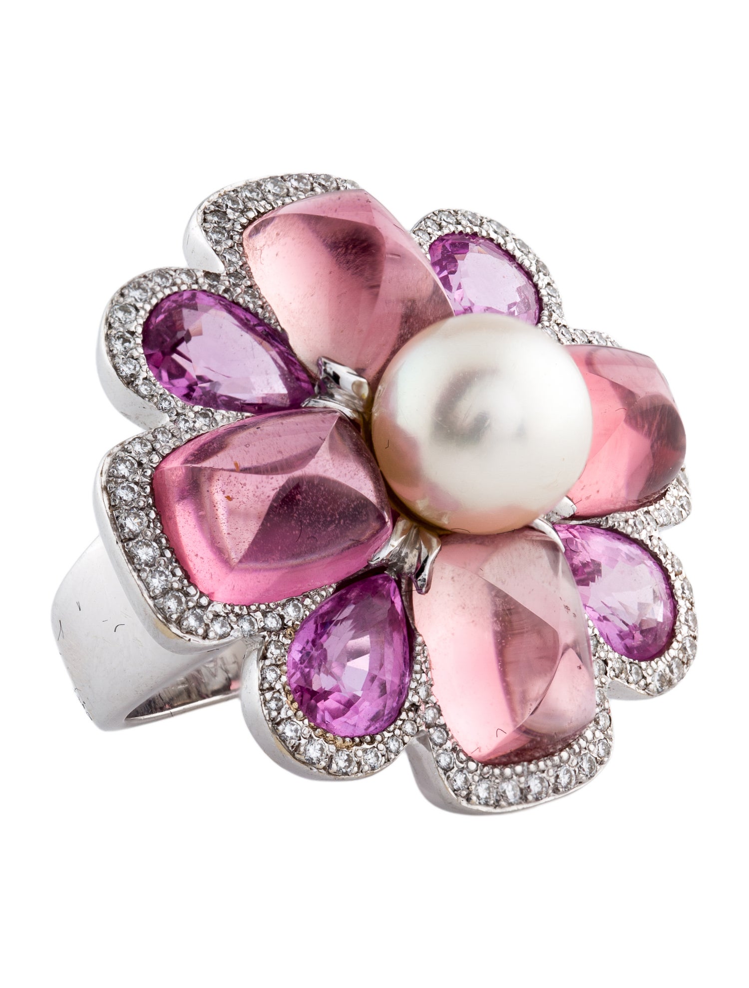 Chanel 18K Pearl, 3.57ctw Sapphire & Tourmaline San Marco Ring