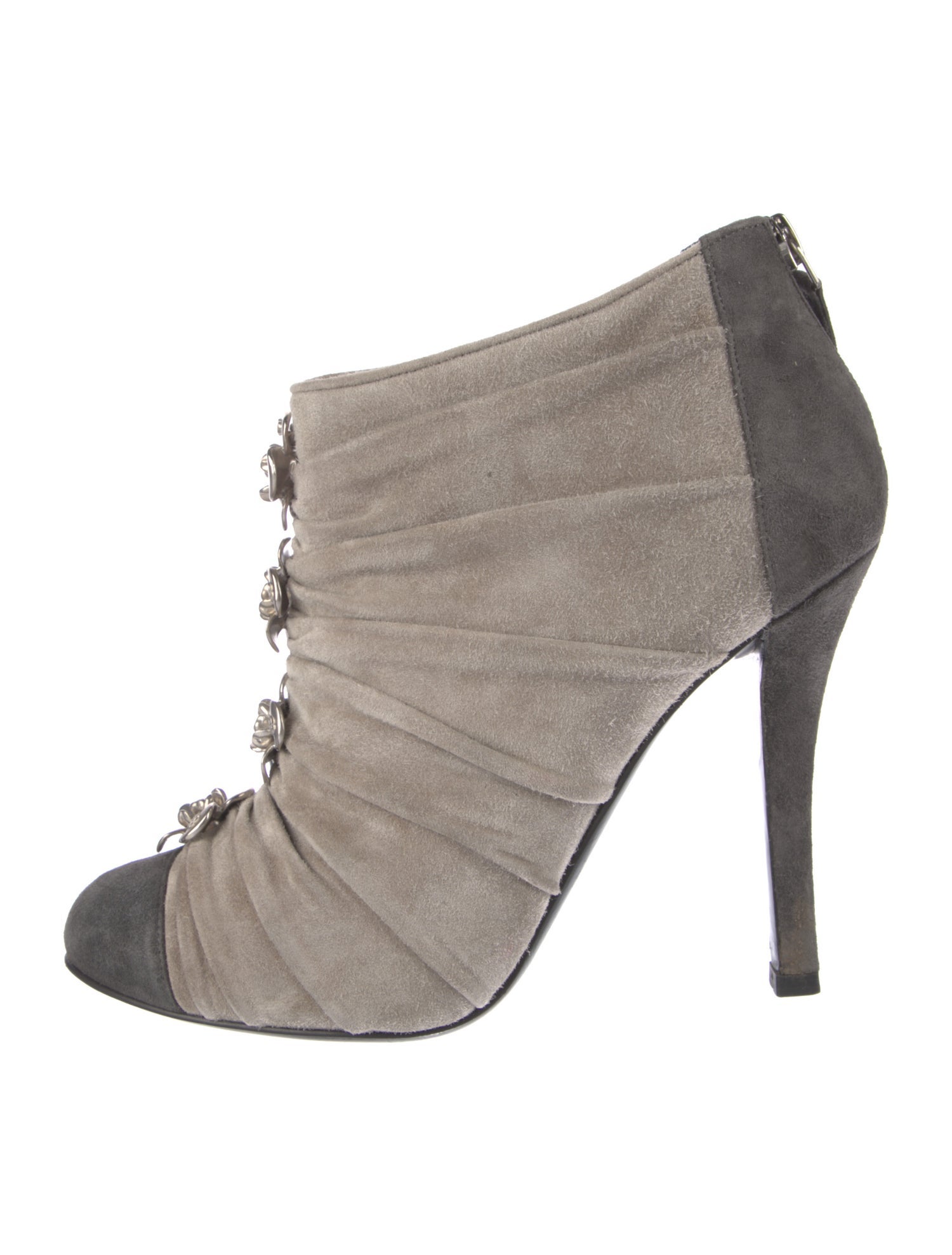 Chanel Interlocking CC Logo Suede Lace-Up Boots