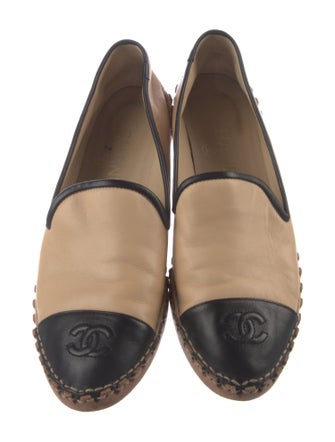 Chanel Interlocking CC Logo Leather Espadrilles