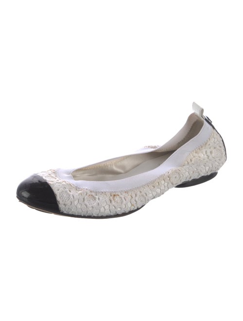 Chanel Colorblock Pattern Lace Trim Embellishment Ballet Flats